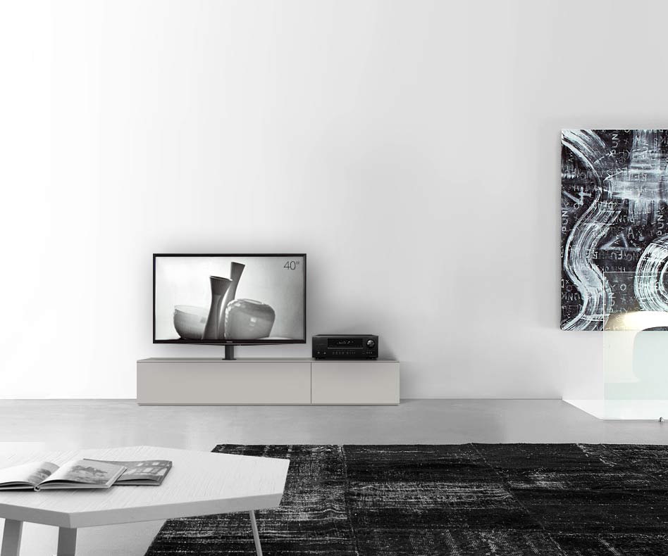 Design lowboard configurator met TV-houder basisbreedte 180 33,5 45 links mat lichtgrijs Design lowboard configurator met TV-houder basisbreedte 180 33,5 45 links mat lichtgrijs