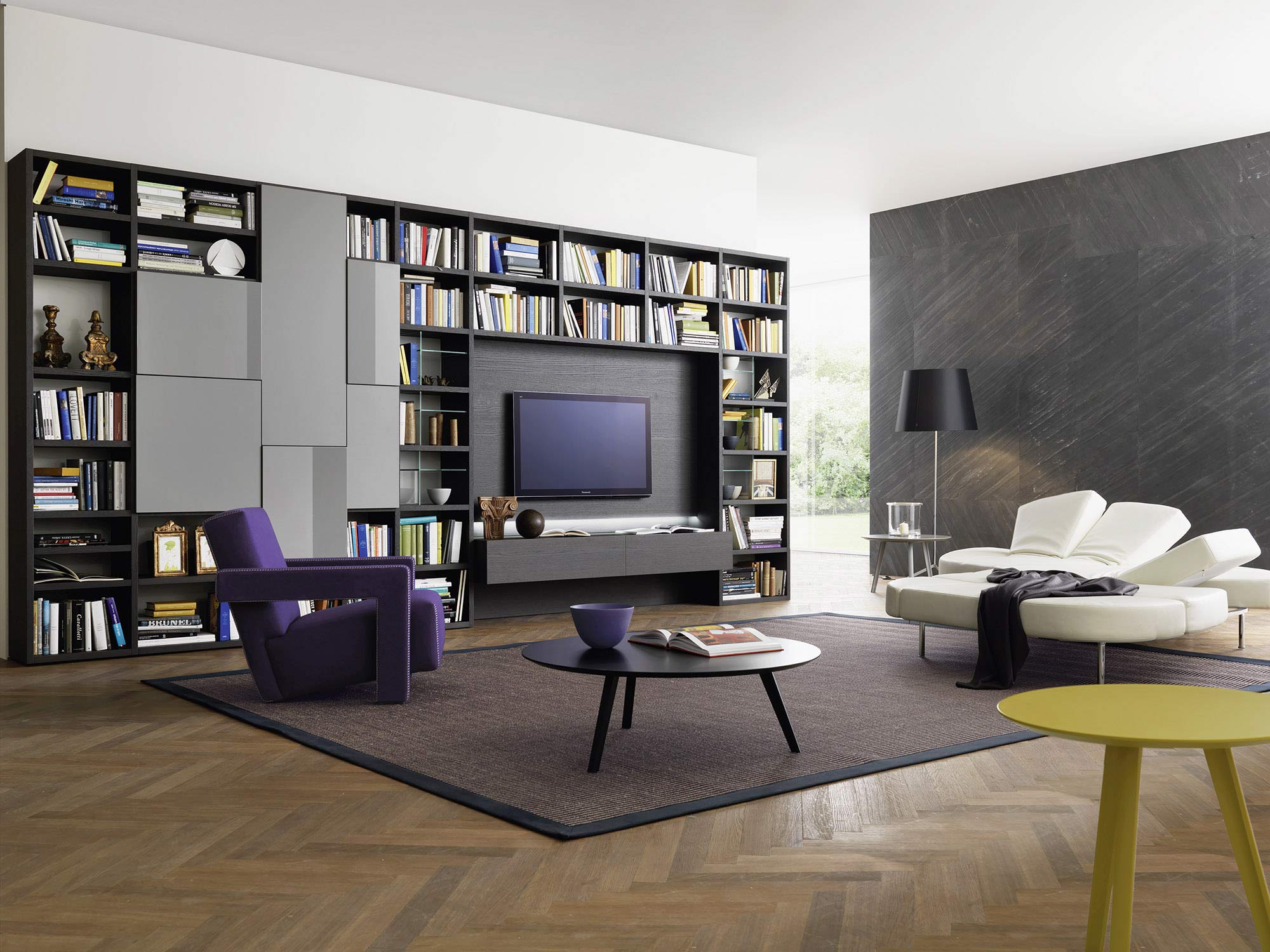Grijze design boekenkastAL2