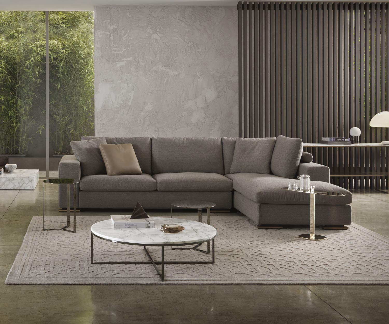 Hoogwaardige designbank Marelli Jack met chaise longue Hoogwaardige designbank Marelli Jack met chaise longue