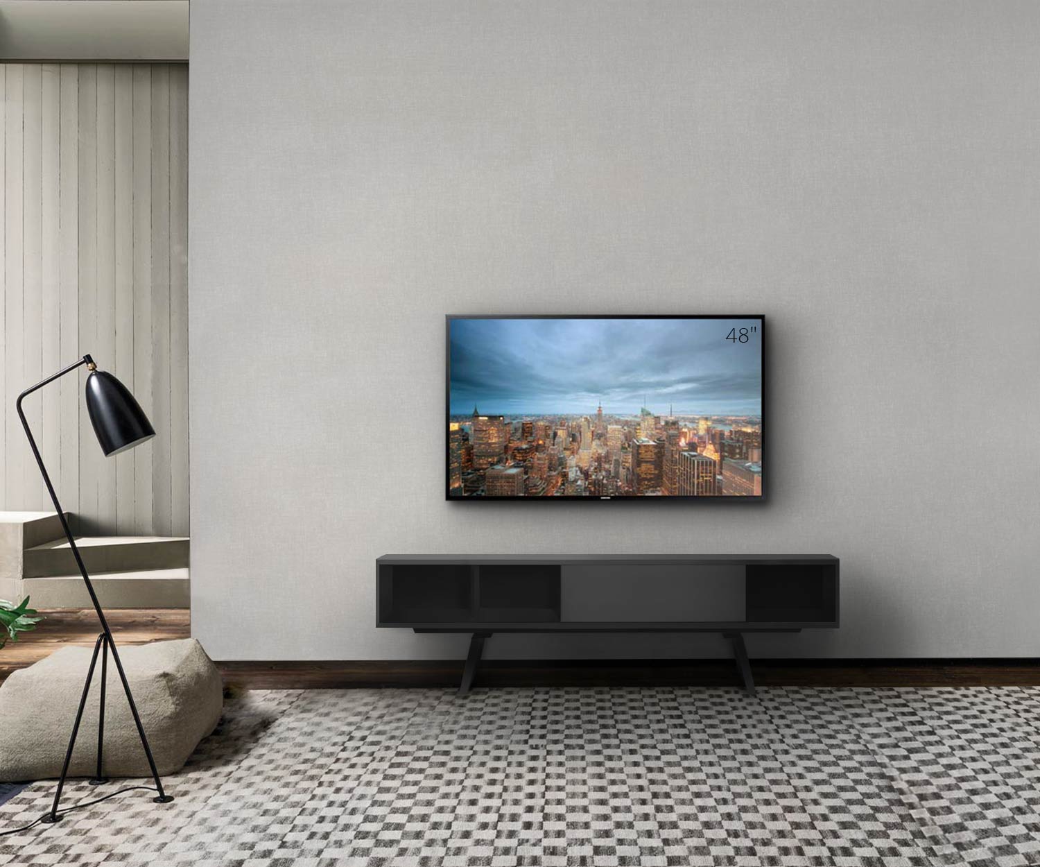 al2 e klipse 005 TV-design lowboard met lade met open vak in zwart  al2 e klipse 005 TV-design lowboard met lade met open vak in zwart