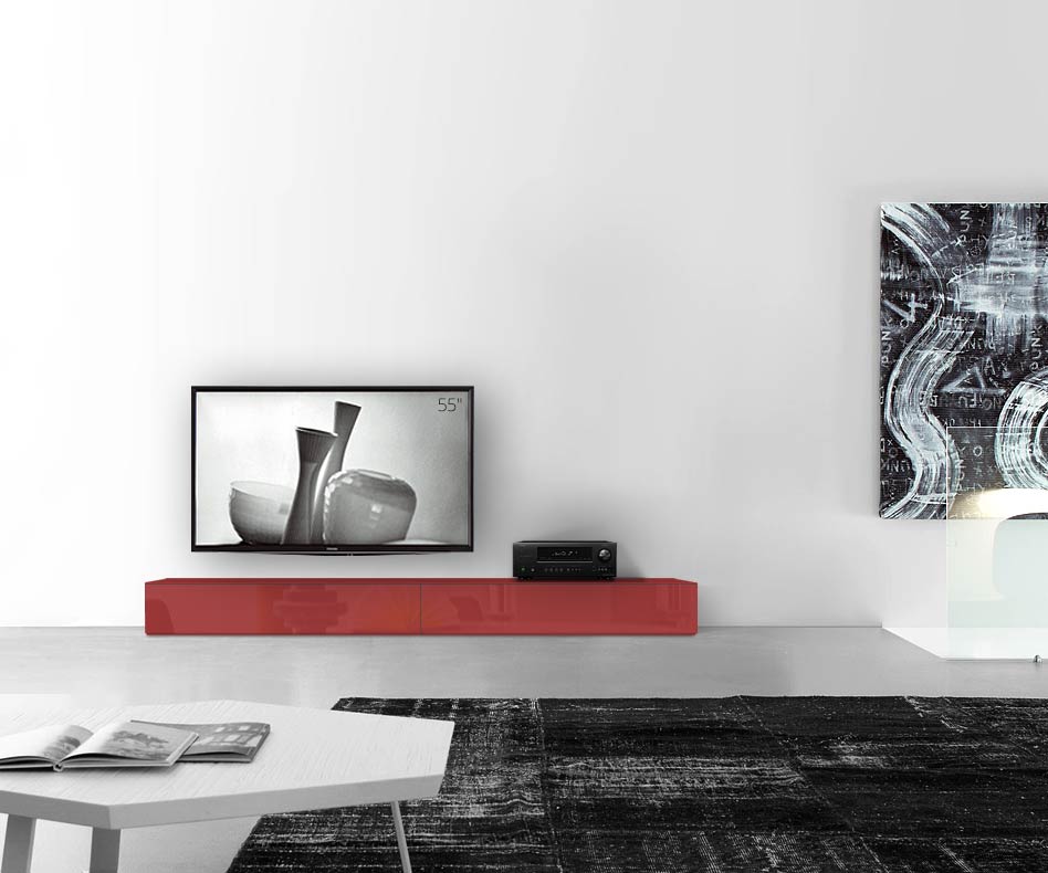 /Design lowboard vloer B240 H27 glanzend rood /Design lowboard vloer B240 H27 glanzend rood