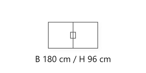 B 180 cm / H 96 cm / D 3,8 cm