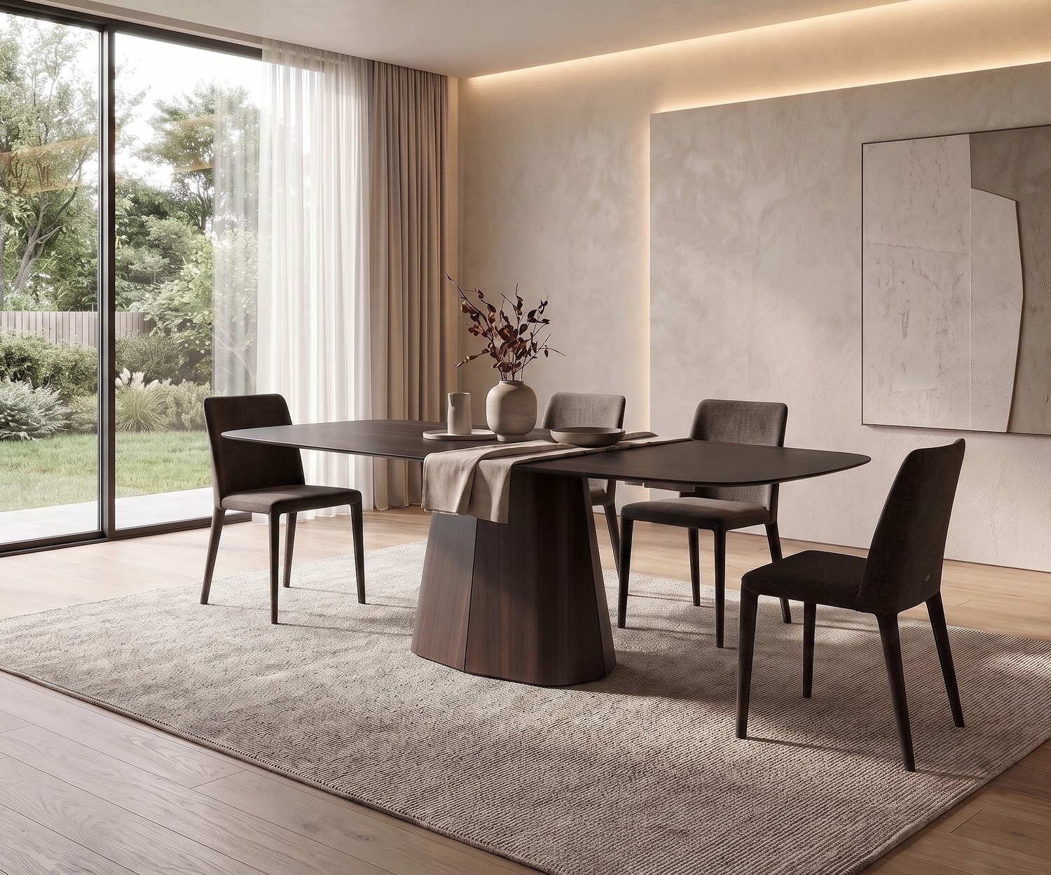 al2 tessera 001 eettafel voor sfeervol dineren in een moderne eetkamer, ovale design houten tafel.