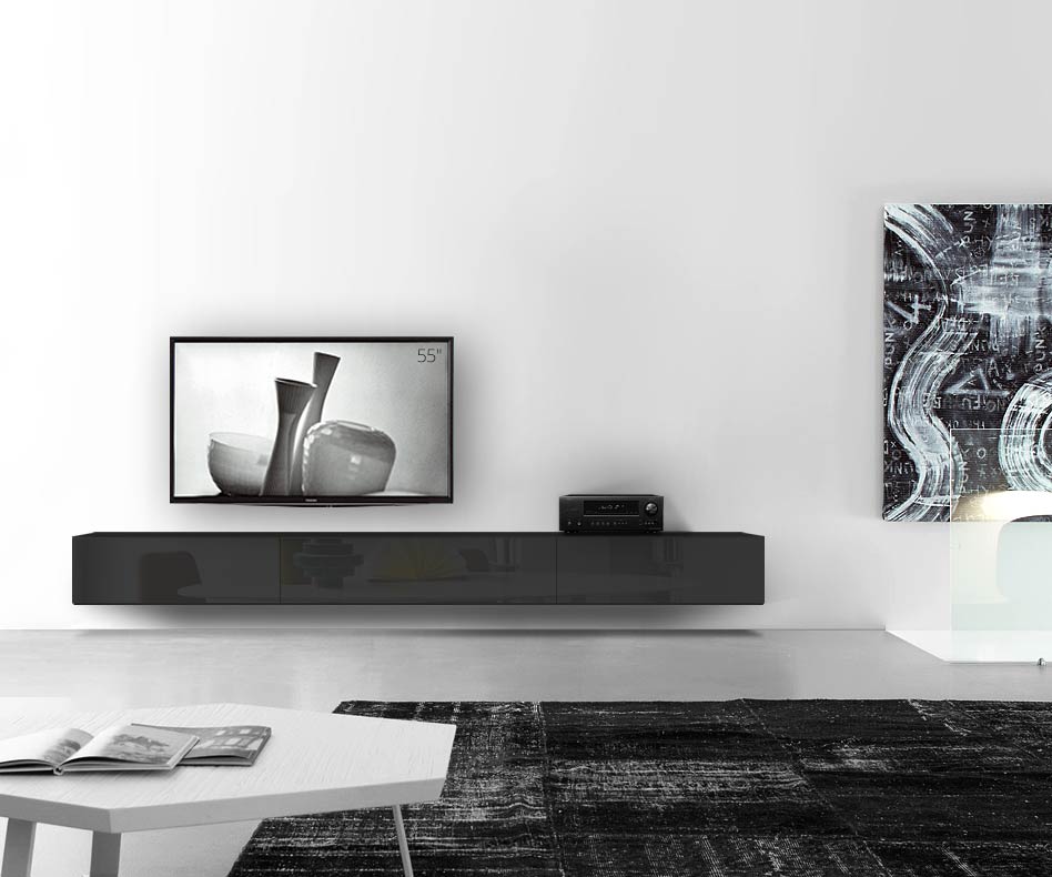 /Design lowboard wand B300 H33 5 glanzend zwart /Design lowboard wand B300 H33 5 glanzend zwart