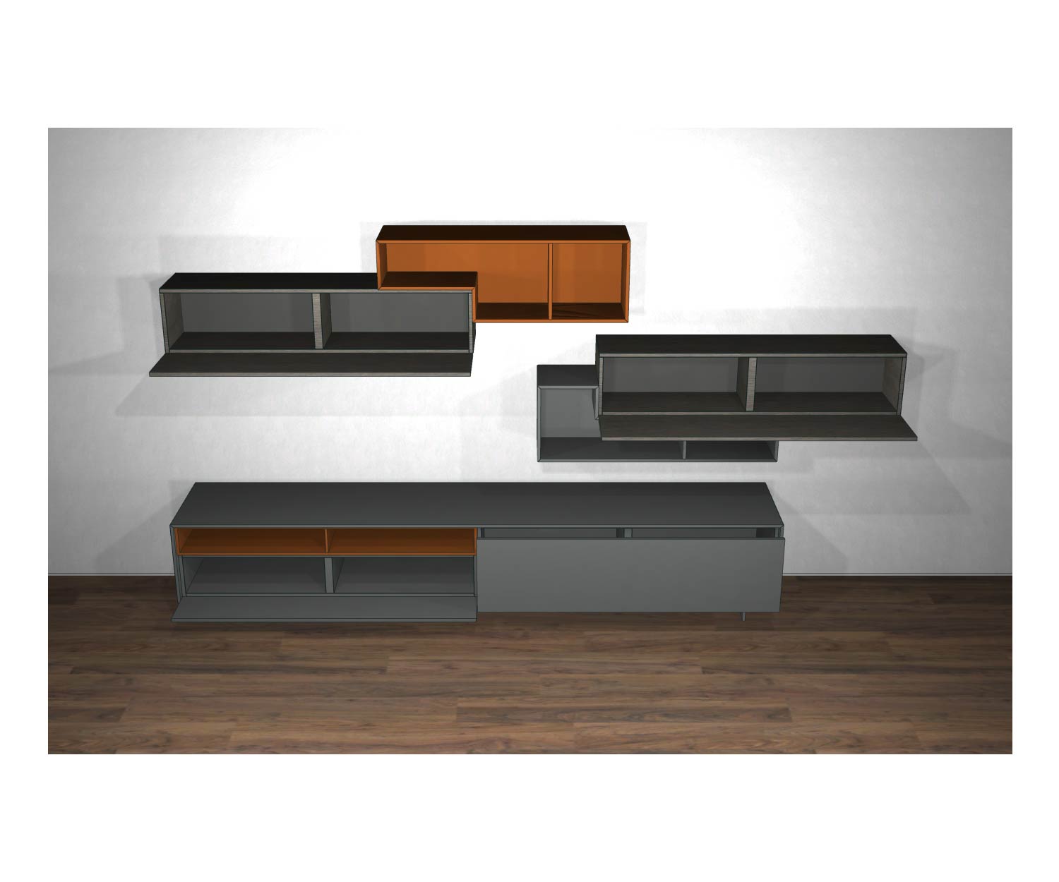 Livitalia Design hangelement C21 met open kasten en deuren Livitalia Design hangelement C21 met open kasten en deuren