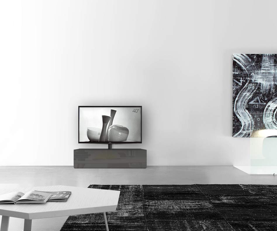 Design lowboard configurator met TV-bevestiging basisbreedte 120 33,5 45 midden glans donkergrijs Design lowboard configurator met TV-bevestiging basisbreedte 120 33,5 45 midden glans donkergrijs