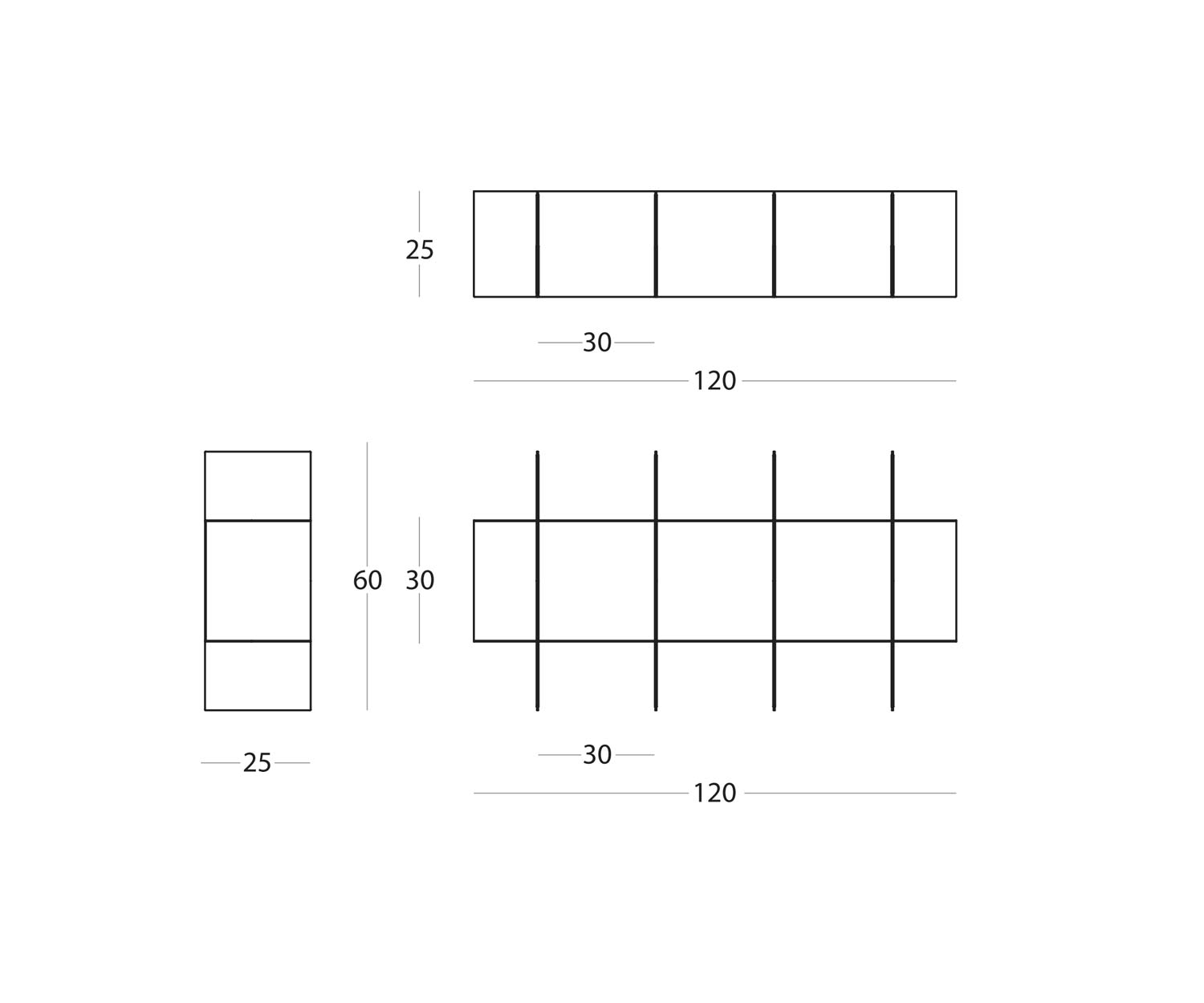 Innesto boekenkast voor aan de muur gemaakt van metaal Afmetingen Afmetingen Innesto boekenkast voor aan de muur gemaakt van metaal Afmetingen Afmetingen