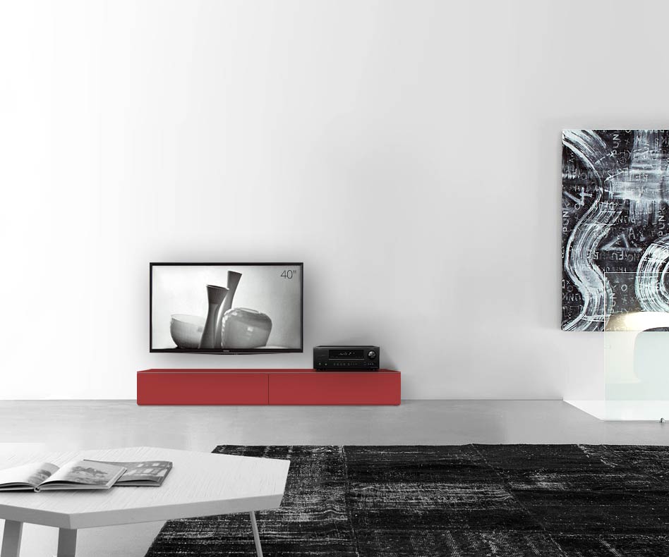 /Design lowboard vloer B180 H27 mat rood /Design lowboard vloer B180 H27 mat rood