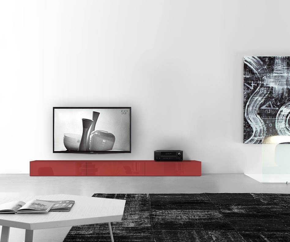 /Design lowboard vloer B270 H27 glanzend rood /Design lowboard vloer B270 H27 glanzend rood