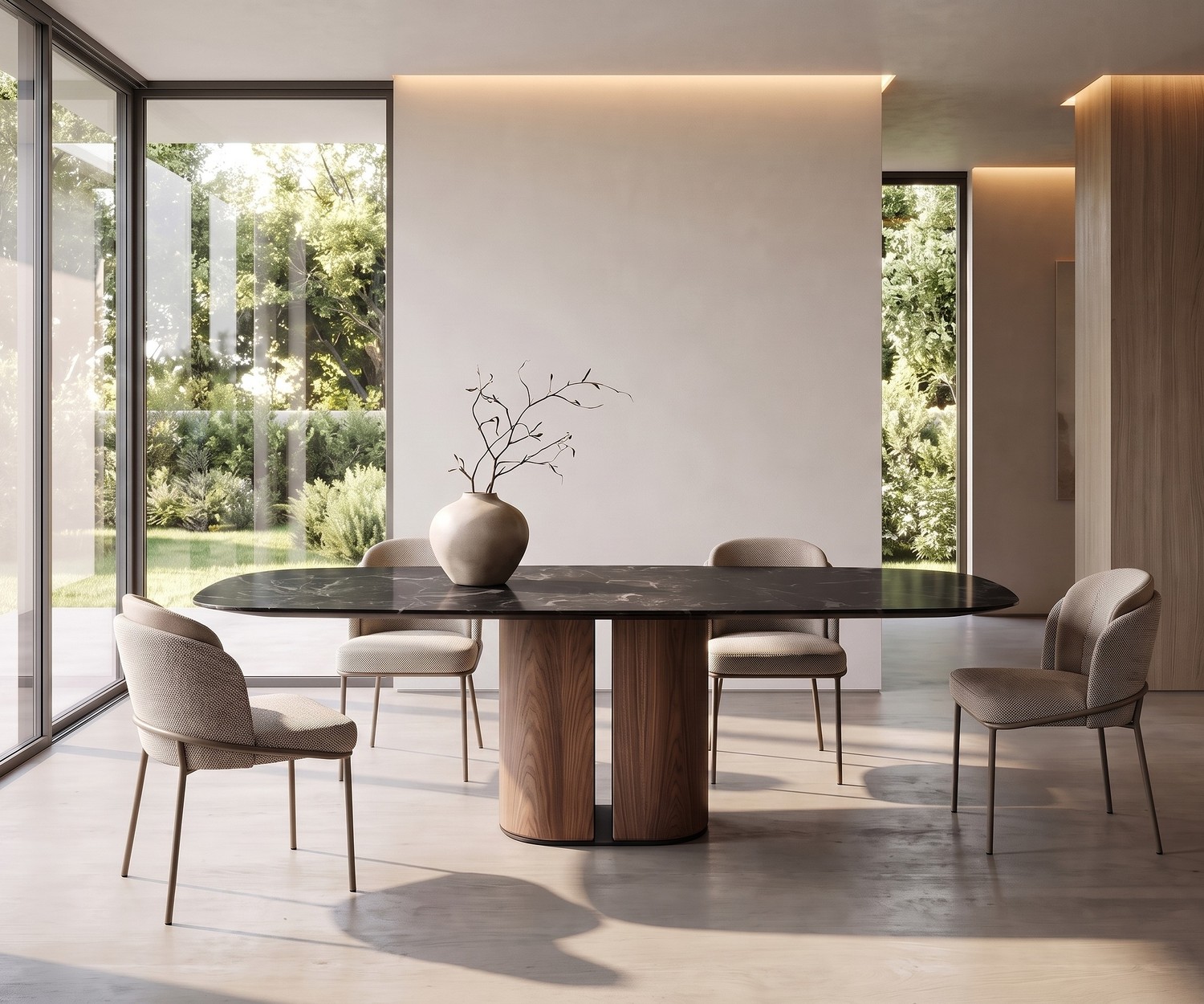 Ovale design eettafel al2 el-it c 001 met houten onderstel al2 el-it c 001 Eettafel