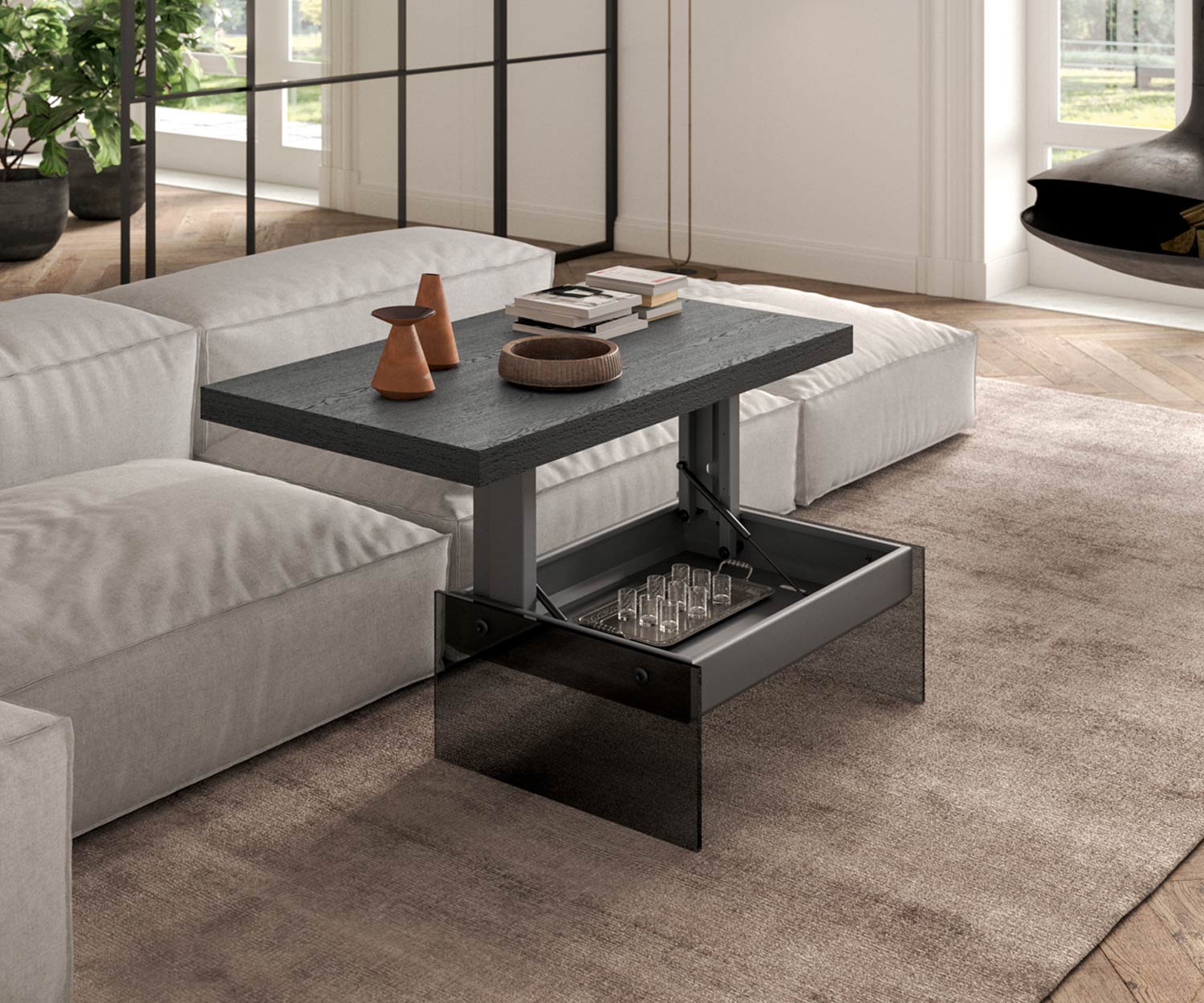 Modern Ozzio Salontafel Bellagio Carbone eik Modern Ozzio Salontafel Bellagio Carbone eik