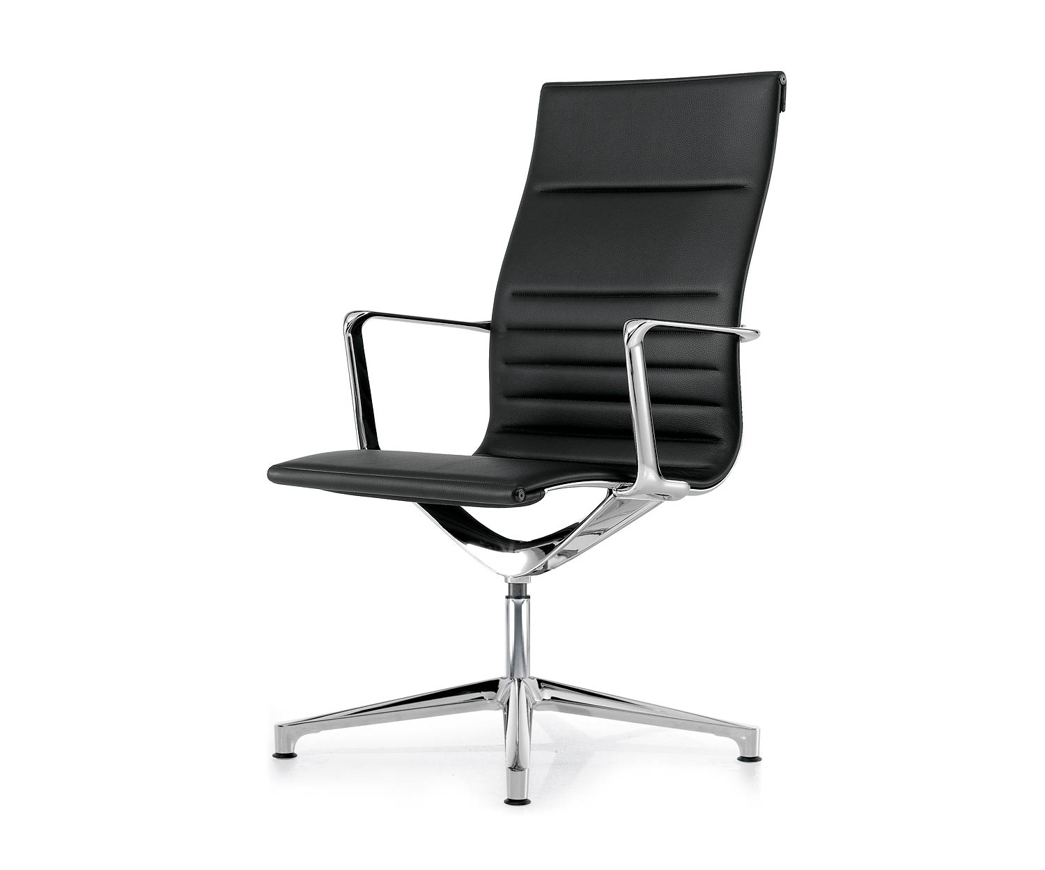 ICF Una Chair Managment bureaustoel design bureaustoel 4 arm zonder wielen H58 cm met leer leer zwart 901 ICF Una Chair Managment bureaustoel design bureaustoel 4 arm zonder wielen H58 cm met leer leer zwart 901