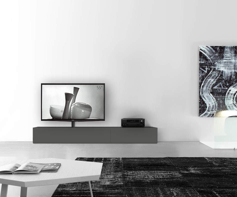 Design lowboard configurator met TV-houder basisbreedte 240 33,5 45 links mat donkergrijs Design lowboard configurator met TV-houder basisbreedte 240 33,5 45 links mat donkergrijs