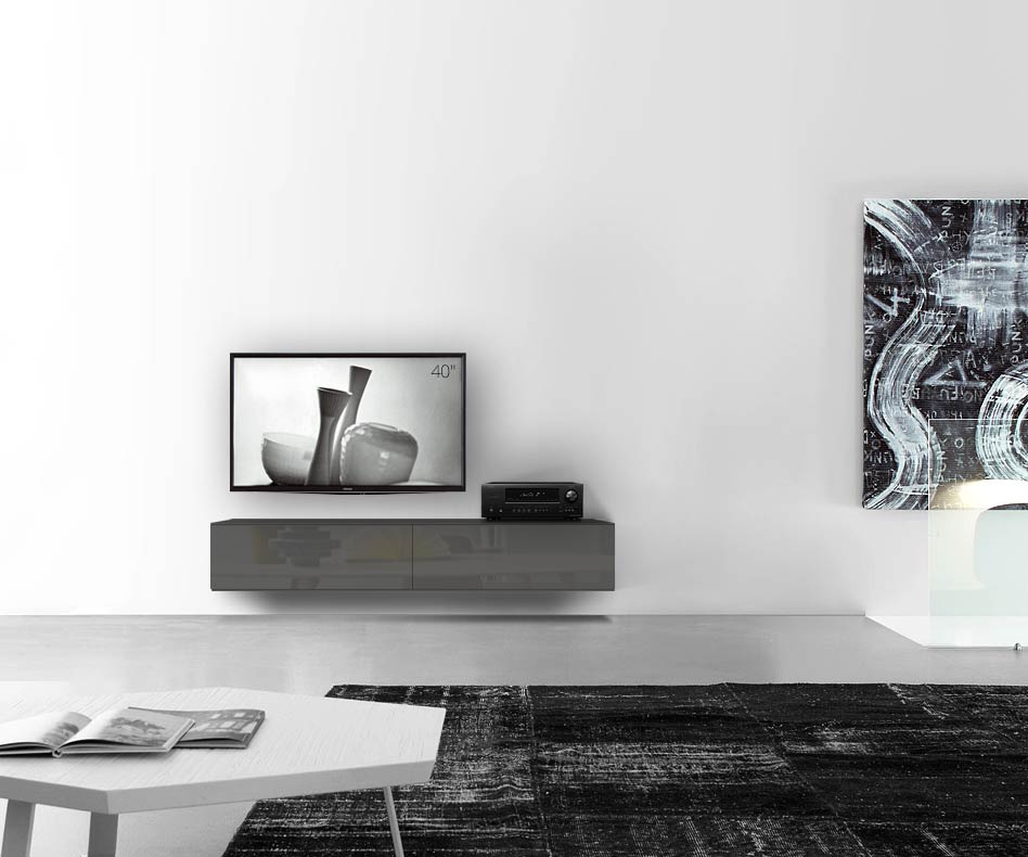 /Design lowboard wand B180 H33 5 glanzend donkergrijs /Design lowboard wand B180 H33 5 glanzend donkergrijs