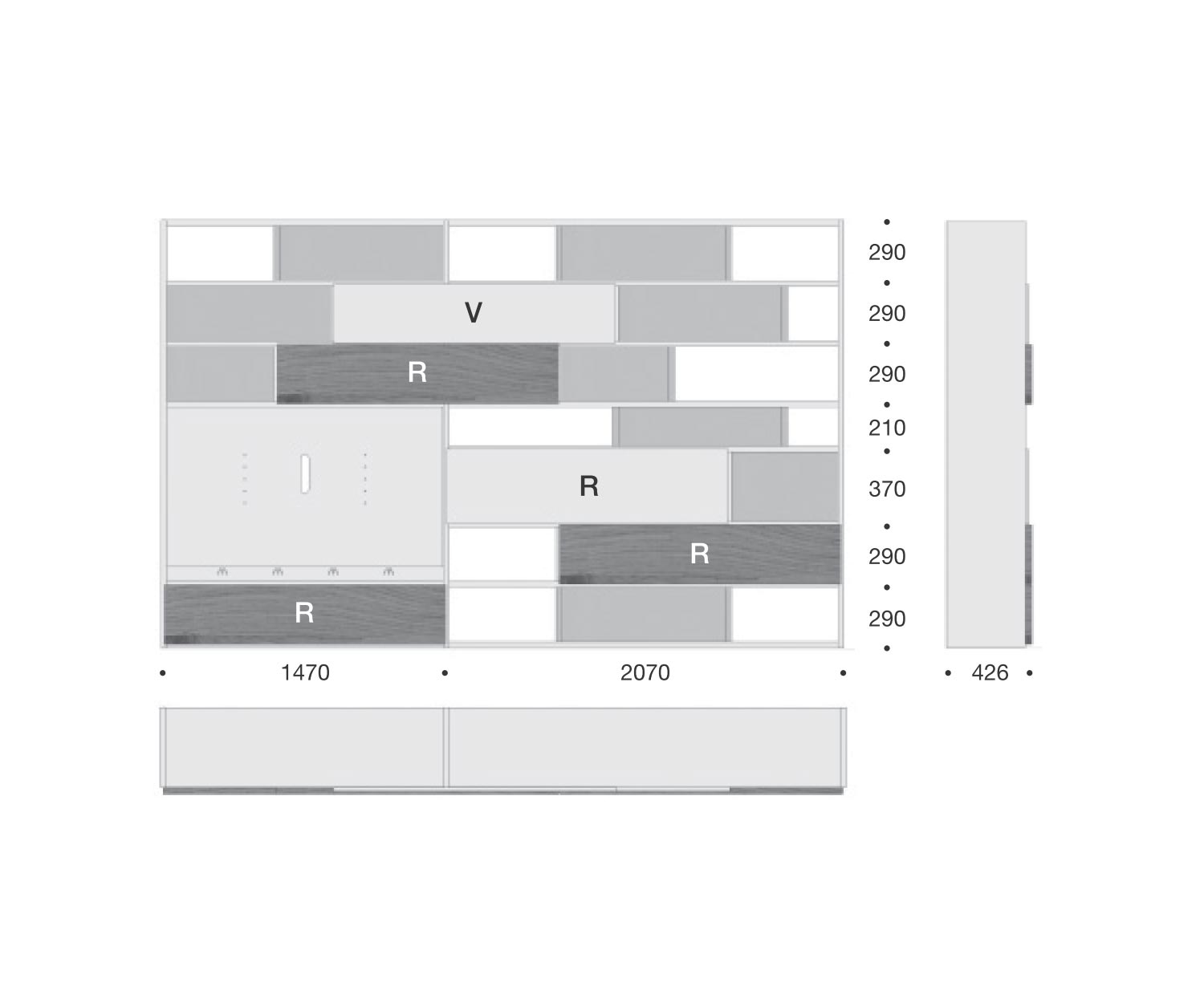 Livitalia Design boekenkast C51 Schets Afmetingen Afmetingen Livitalia Design boekenkast C51 Schets Afmetingen Afmetingen