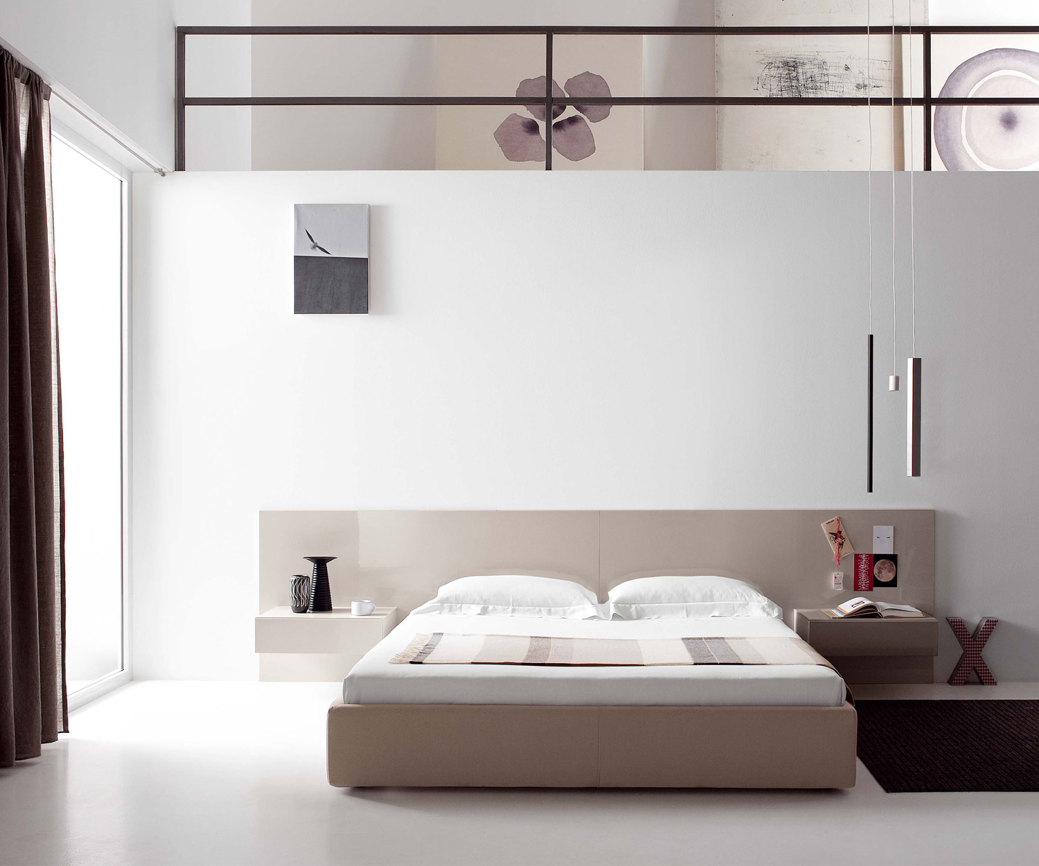 Novamobili Nachtkastje Easy 1 lade hangend Beige hoogglans Novamobili Nachtkastje Easy 1 lade hangend Beige hoogglans