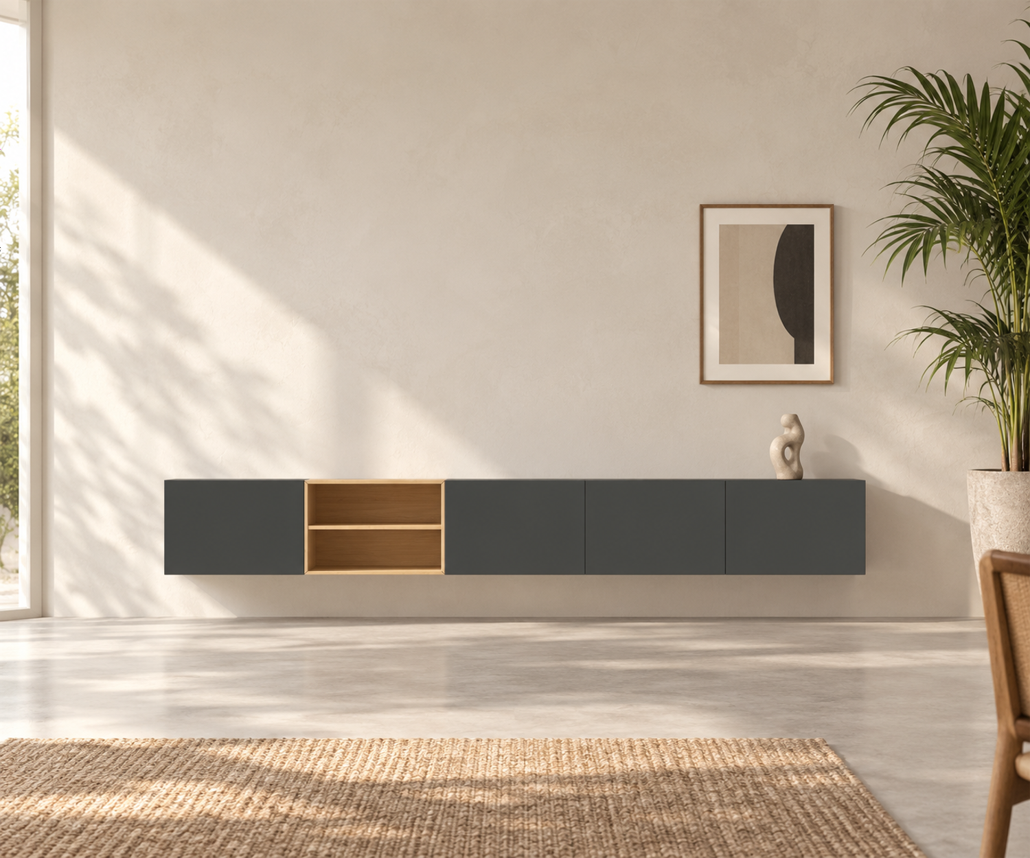 Livitalia Box 18 Wanddressoir 300 cm – Mat donkergrijs + Licht eiken Livitalia Box 18 Wanddressoir 300 cm – Mat donkergrijs + Licht eiken