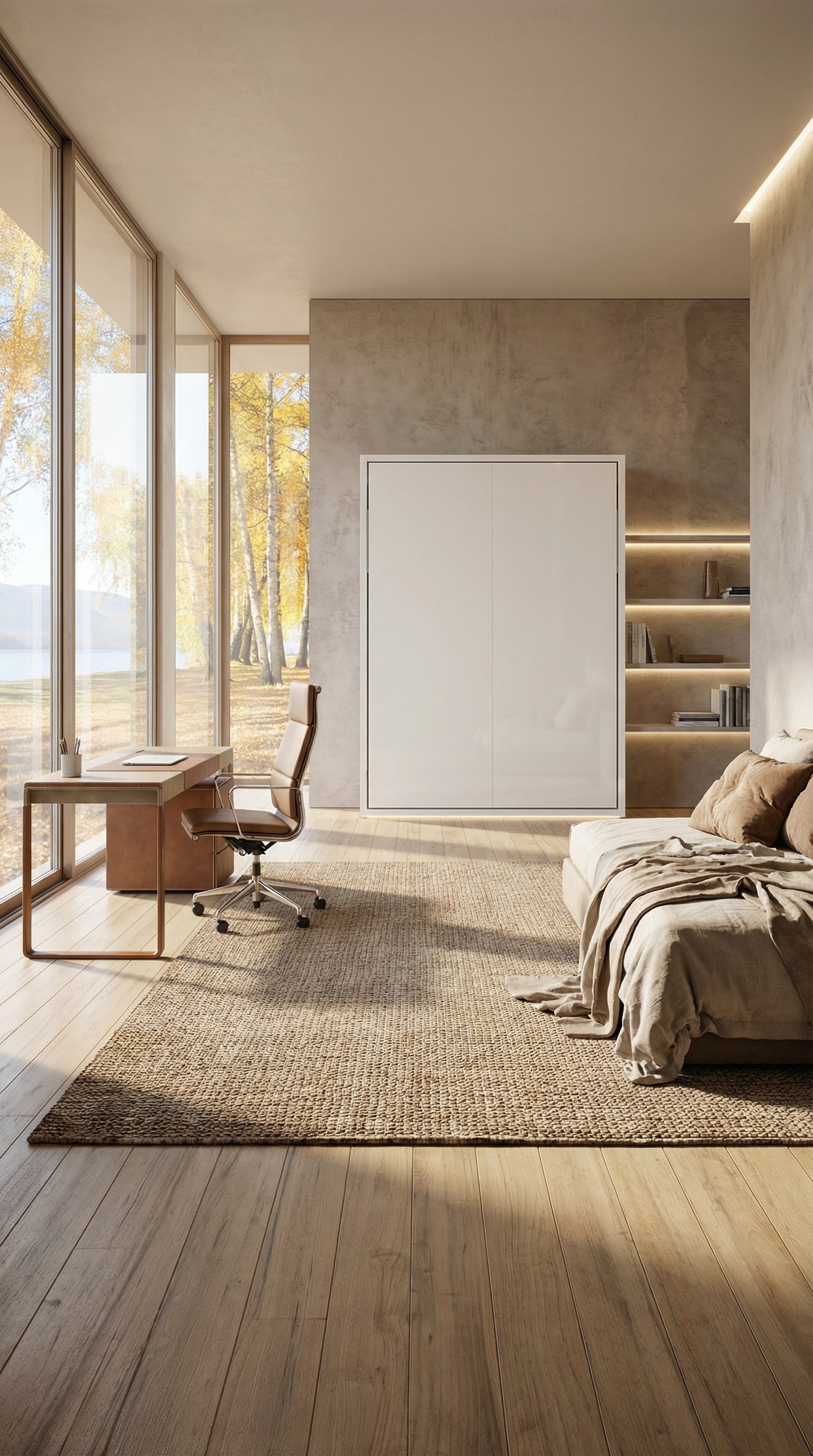 Moderne studeerkamer die door een elegant Clei Penelope 2 kastbed verandert in een volwaardige logeerkamer. Moderne studeerkamer die door een elegant Clei Penelope 2 kastbed verandert in een volwaardige logeerkamer.