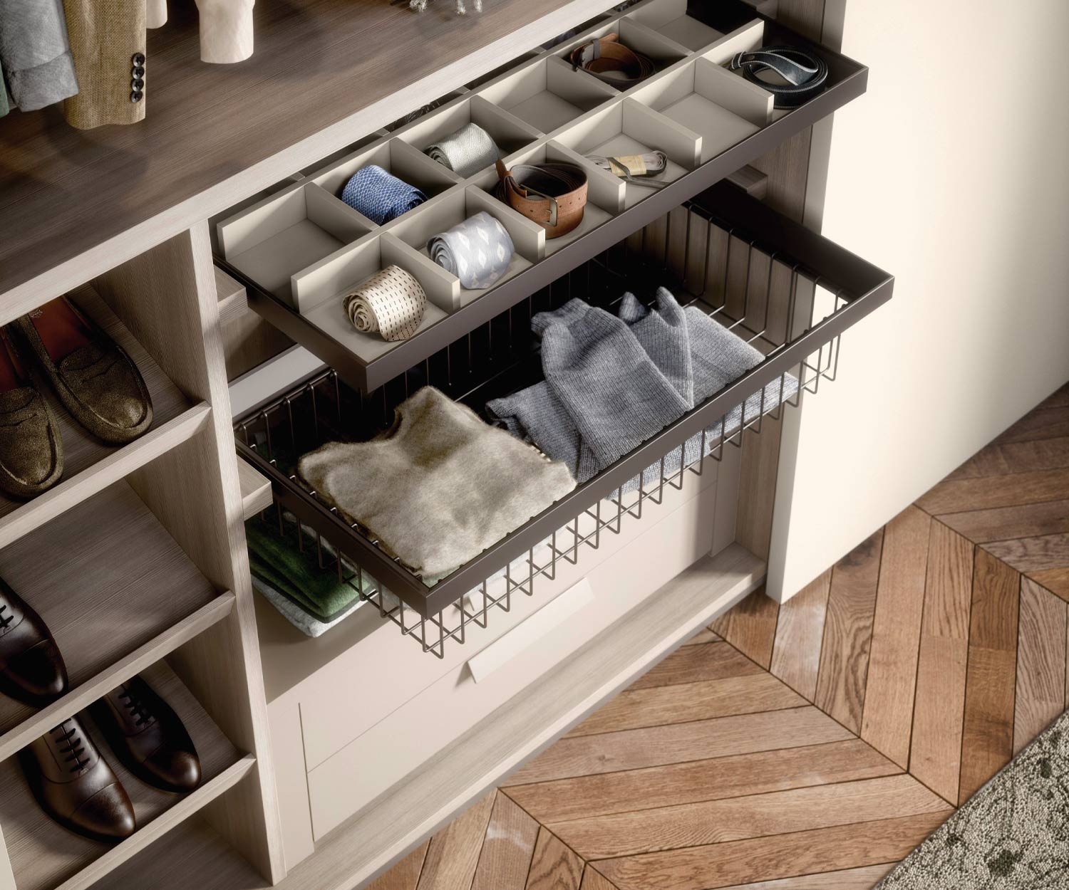 Detail das compartiment designer garderobe Midden van Novamobili Detail das compartiment designer garderobe Midden van Novamobili