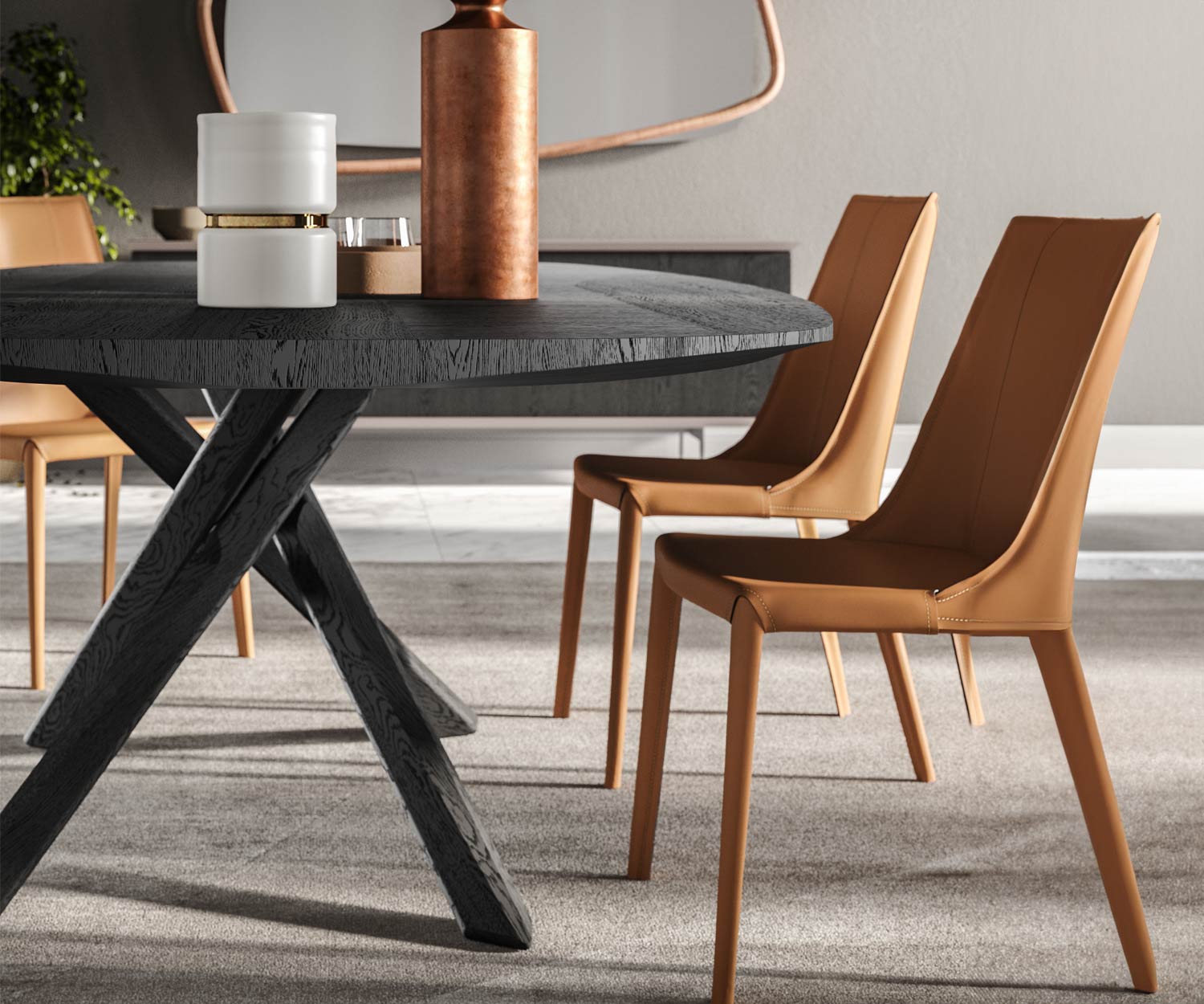 OzzioArizona Fisso T257 eettafel met ronde hoeken Eiken Carbone Zwart OzzioArizona Fisso T257 eettafel met ronde hoeken Eiken Carbone Zwart