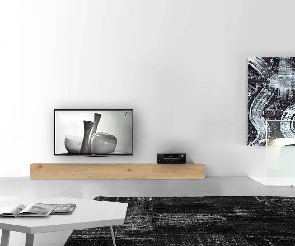 Livitalia Wood design lowboard configurator vloer 270 cm 24 cm 46 cm licht eiken Livitalia Wood design lowboard configurator vloer 270 cm 24 cm 46 cm licht eiken