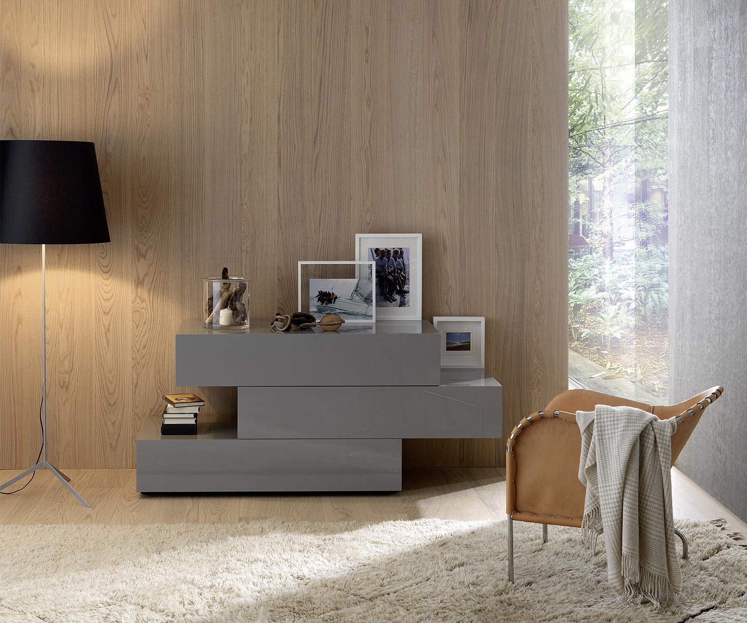 Exclusieve Livitalia ladekast met Valeo-design in donkergrijs mat Exclusieve Livitalia ladekast met Valeo-design in donkergrijs mat