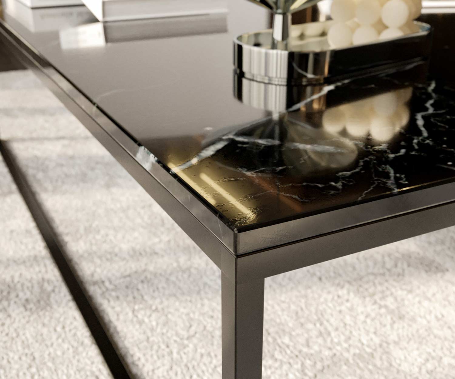 Marelli Frame salontafel marmer zwart detail Marelli Frame salontafel marmer zwart detail