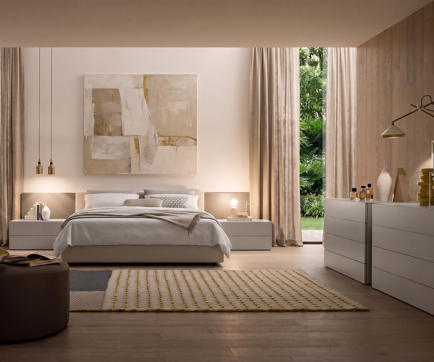 Novamobili Easy Ladekast met 4 Laden Easy ladekast van Novamobili met 4 laden in moderne slaapkamer. Witte design commode voor minimalistische opbergruimte.