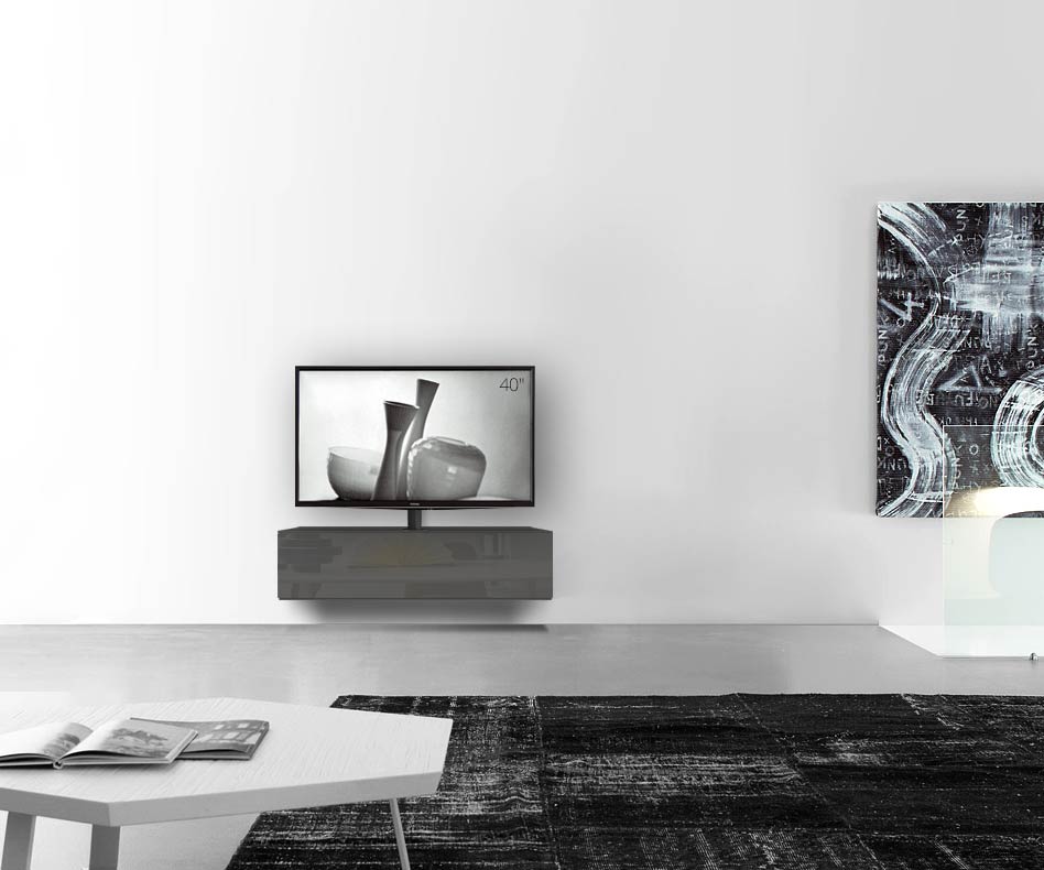 Design lowboard configurator met TV-bevestiging wandbreedte 120 32 54,6 midden glans donkergrijs Design lowboard configurator met TV-bevestiging wandbreedte 120 32 54,6 midden glans donkergrijs