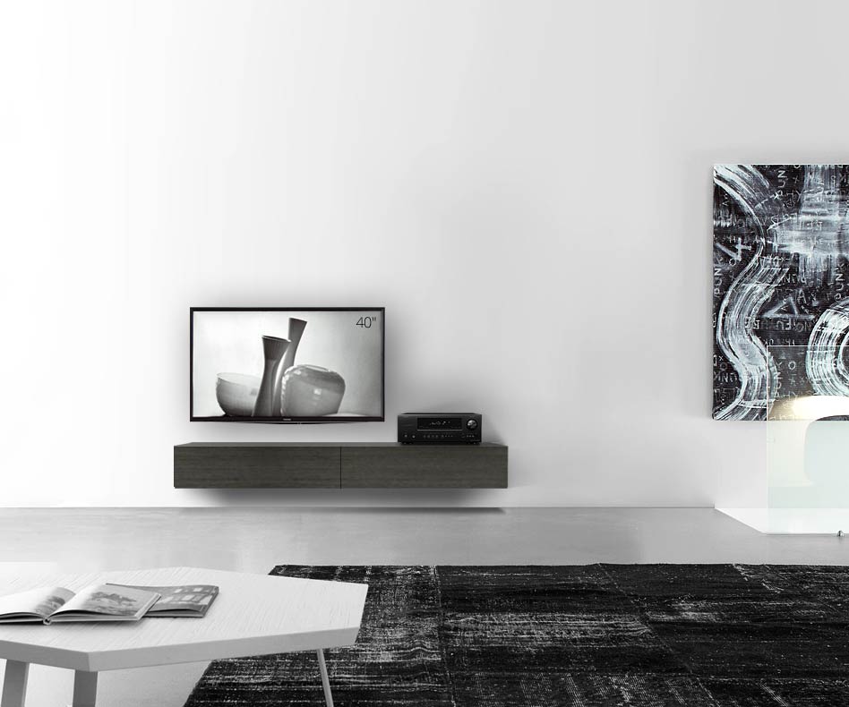 Livitalia Houten design lowboard configurator wand 180 cm 24 cm 46 cm grijs eiken Livitalia Houten design lowboard configurator wand 180 cm 24 cm 46 cm grijs eiken