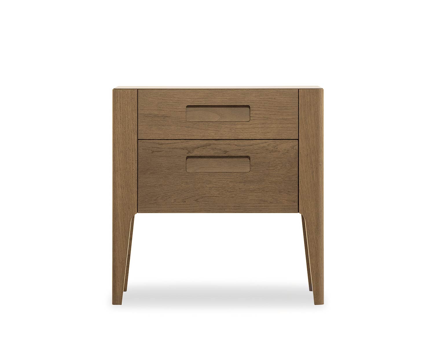 Design nachtkastje Giotto 2 laden eiken Miele gefineerd Design nachtkastje Giotto 2 laden eiken Miele gefineerd