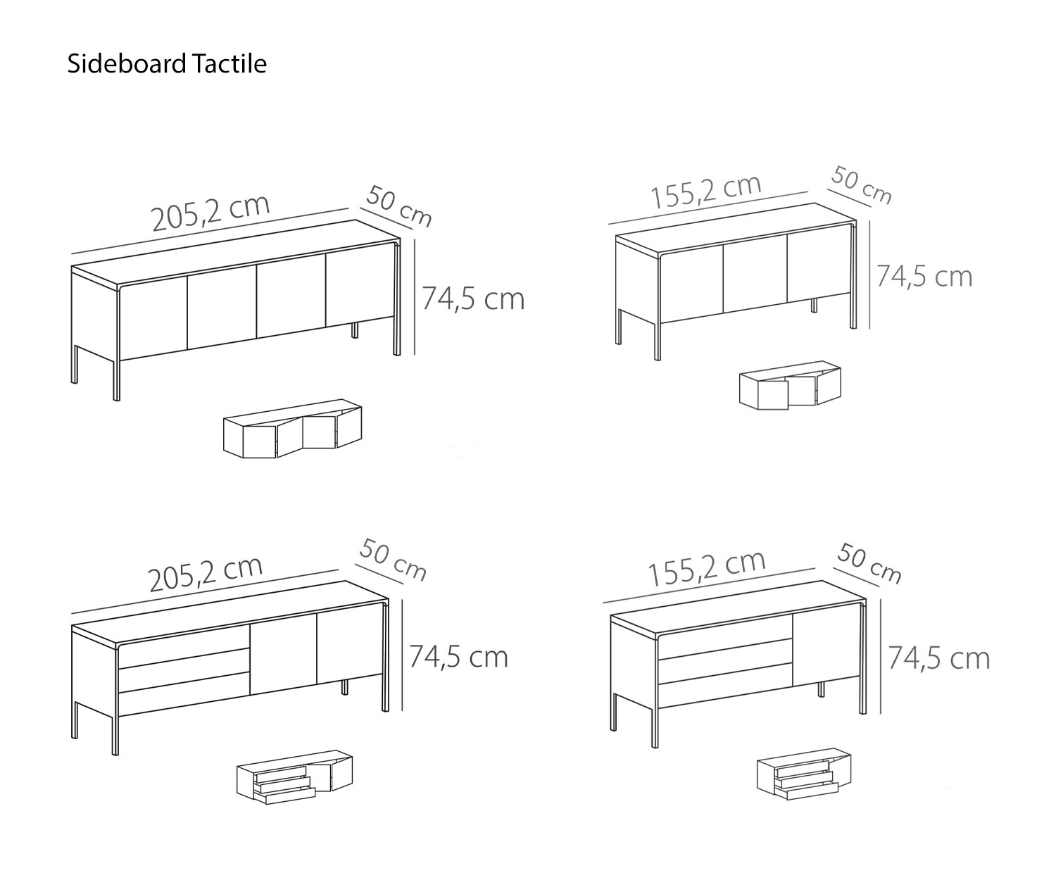 Designbuffet van Punt Tactile 3 deuren Schets Afmetingen Afmetingen Designbuffet van Punt Tactile 3 deuren Schets Afmetingen Afmetingen