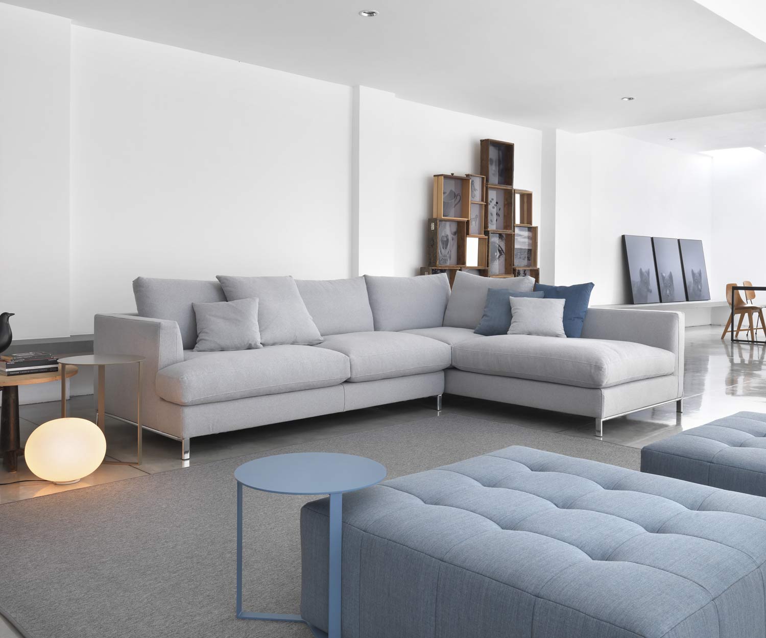 Hoogwaardige Marelli Designer hoekbank Loft op chromen poten Hoogwaardige Marelli Designer hoekbank Loft op chromen poten