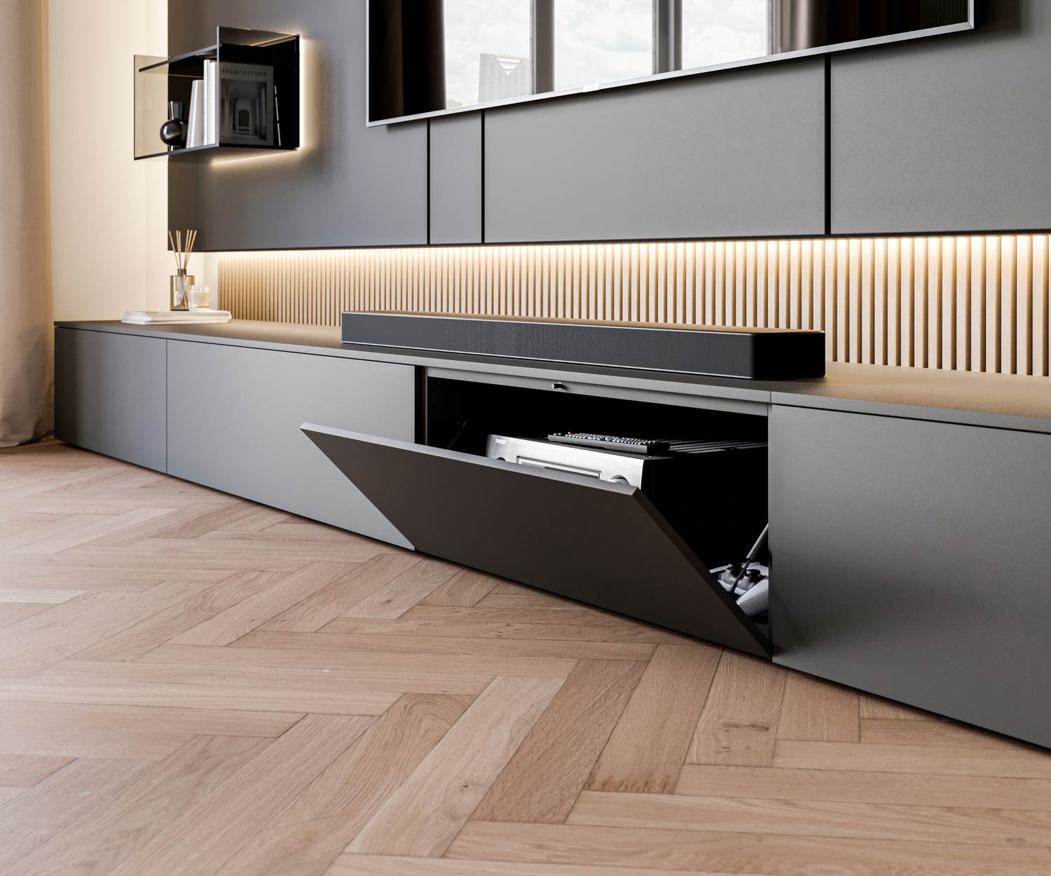 Livitalia Luxe design TV-wandmeubel C100 Livitalia Luxe design TV-wandmeubel C100