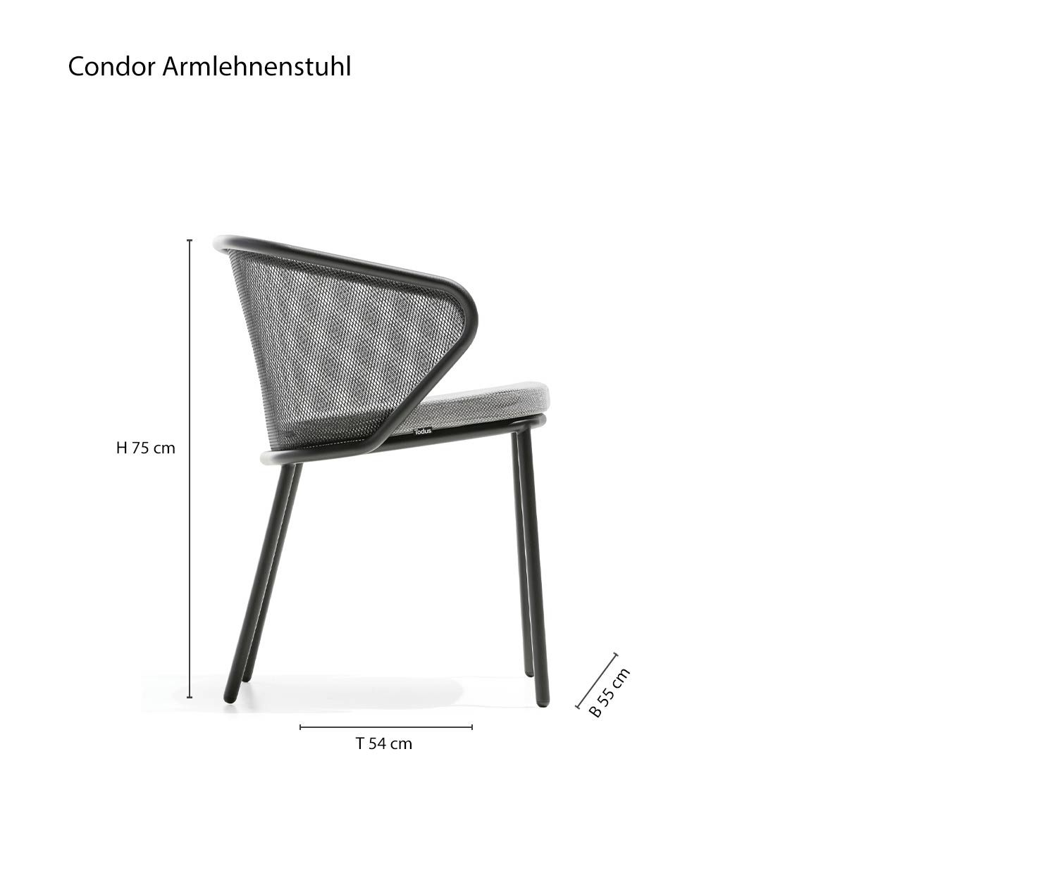 Design fauteuil Condor van Todus Afmetingen Schets Maten Design fauteuil Condor van Todus Afmetingen Schets Maten