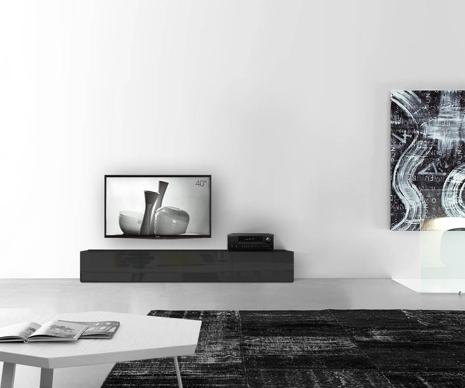 /Design lowboard vloer B210 H35 glanzend zwart /Design lowboard vloer B210 H35 glanzend zwart