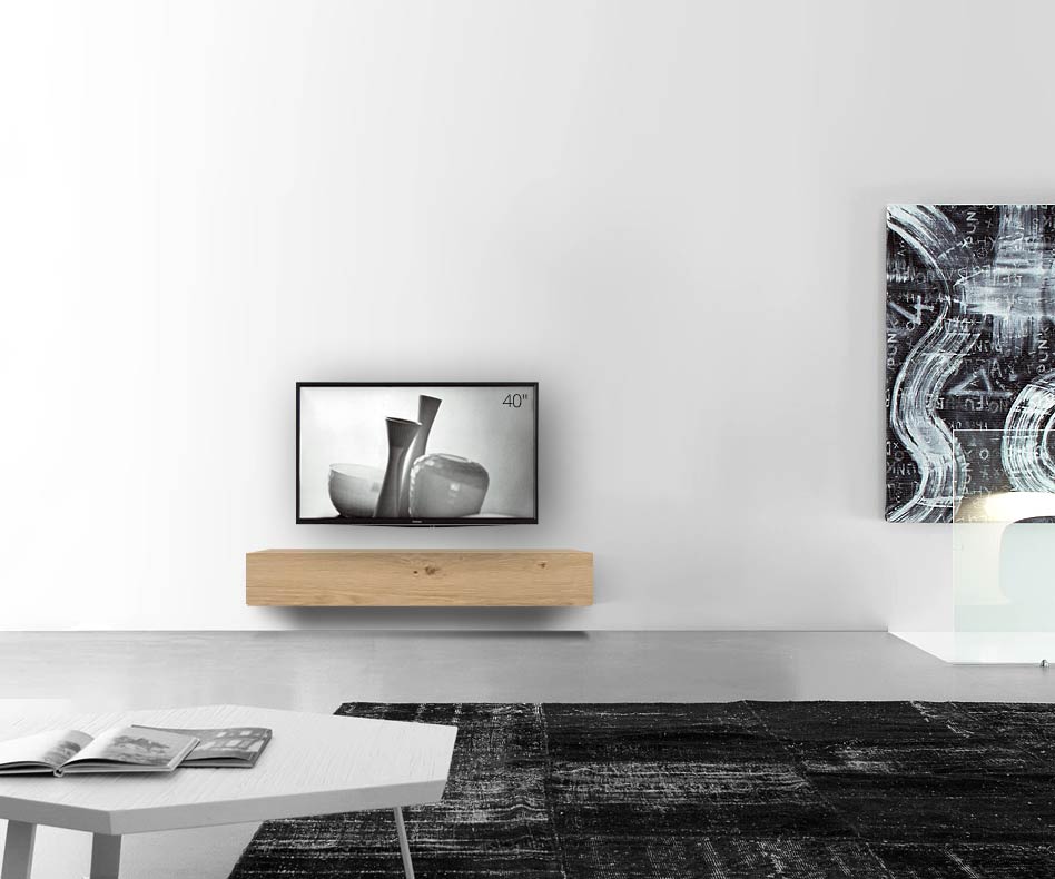 Livitalia Houten design lowboard configurator wand 150 cm 24 cm 56 cm licht eiken Livitalia Houten design lowboard configurator wand 150 cm 24 cm 56 cm licht eiken