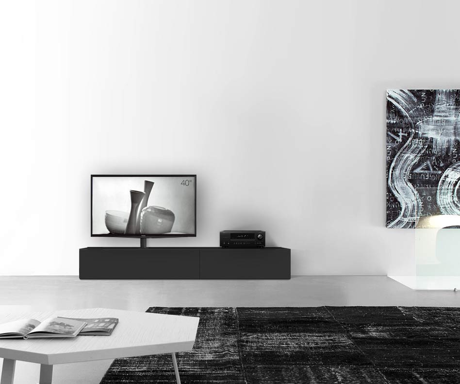 Design lowboard configurator met TV-beugel basisbreedte 210 33,5 45 links matzwart Design lowboard configurator met TV-beugel basisbreedte 210 33,5 45 links matzwart