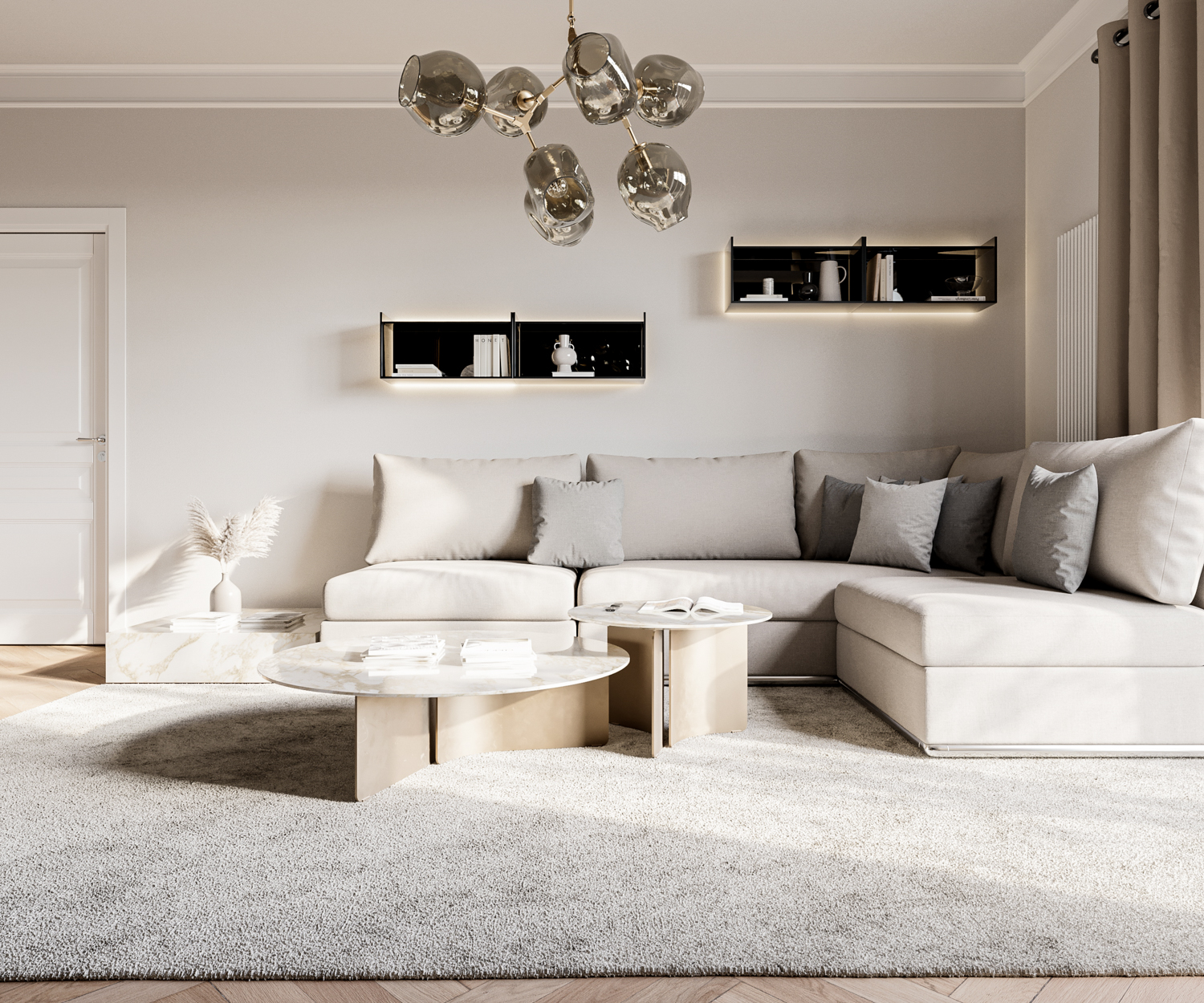 Hoogwaardige glazen design wandplank van Livitalia met LED-achtergrondverlichting Hoogwaardige glazen design wandplank van Livitalia met LED-achtergrondverlichting