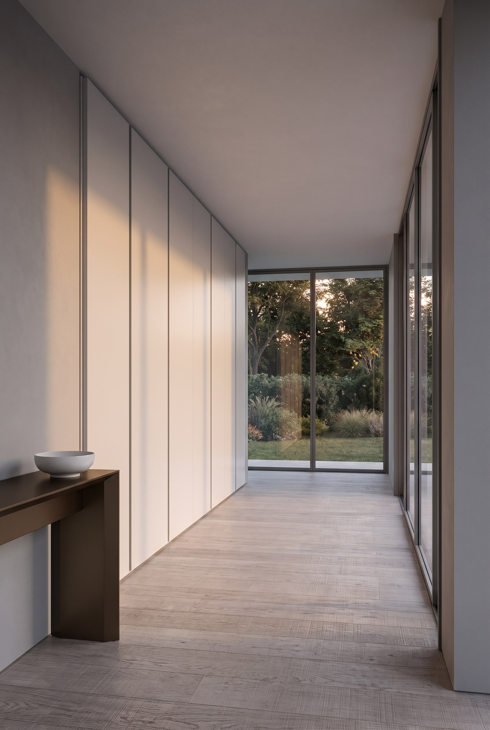 Flur mit minimalistischem Einbauschrank