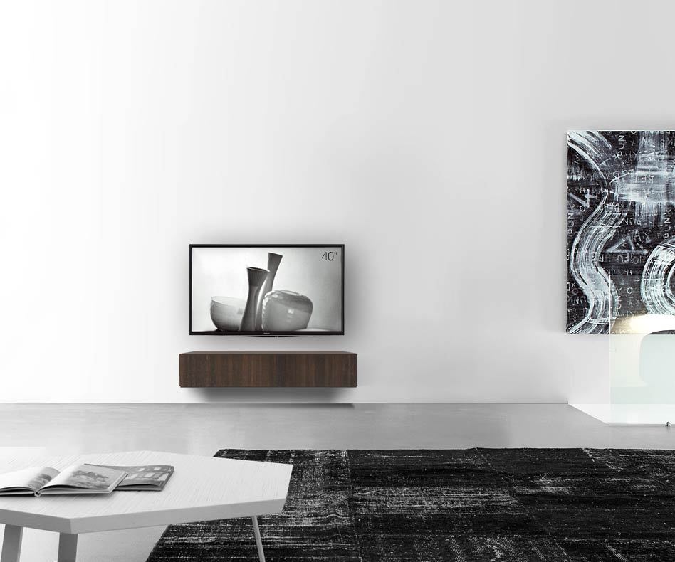 Livitalia Houten design lowboard configurator wand 120 cm 24 cm 46 cm bruin eiken Livitalia Houten design lowboard configurator wand 120 cm 24 cm 46 cm bruin eiken