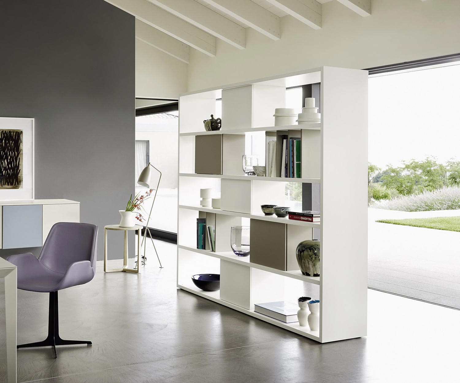 Exclusief Livitalia Design Staande plank C92 Kamerscherm wit  Exclusief Livitalia Design Staande plank C92 Kamerscherm wit