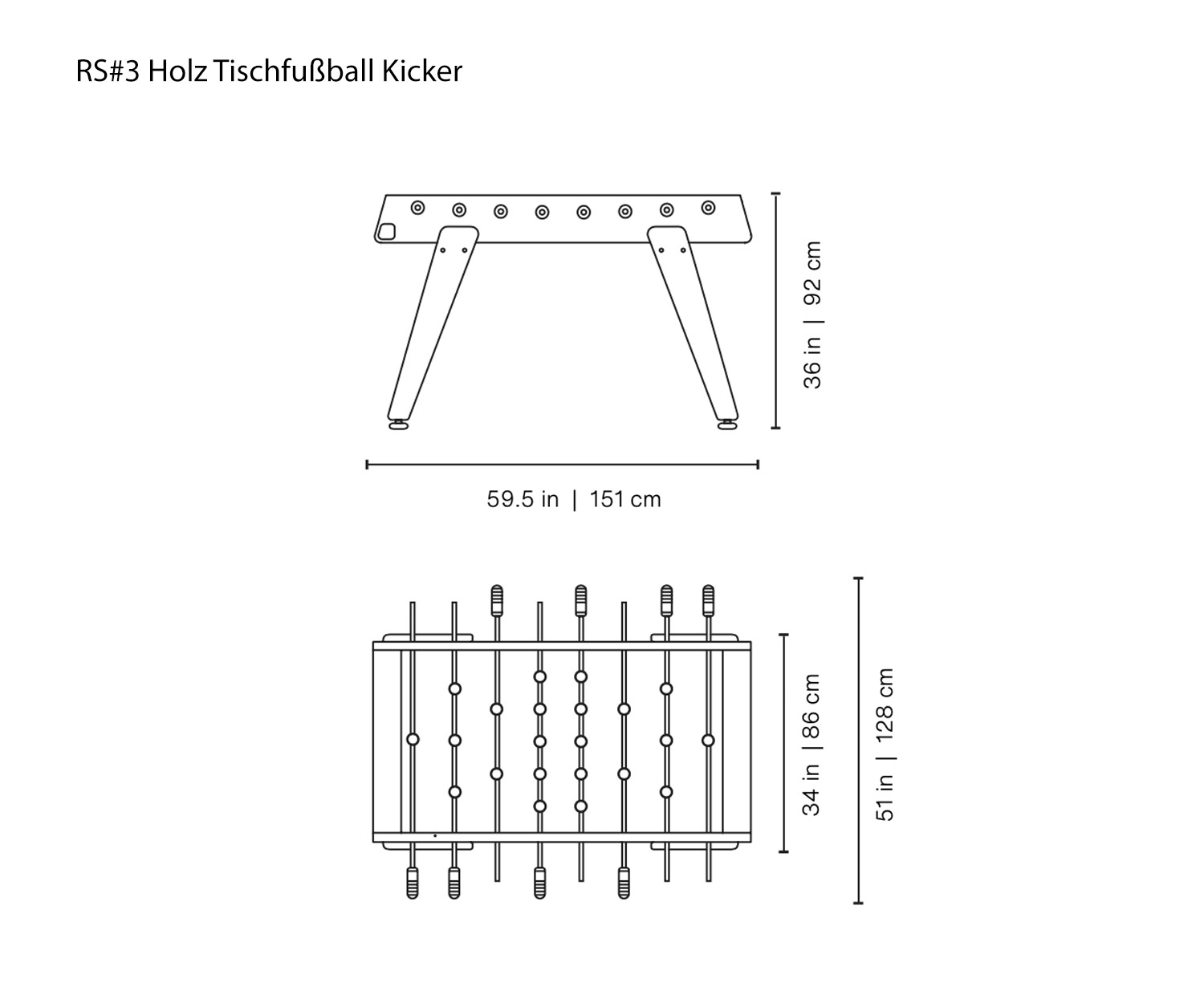 Schets van de RS Barcelona houten tafelvoetbaltafel RS#3 Schets van de RS Barcelona houten tafelvoetbaltafel RS#3