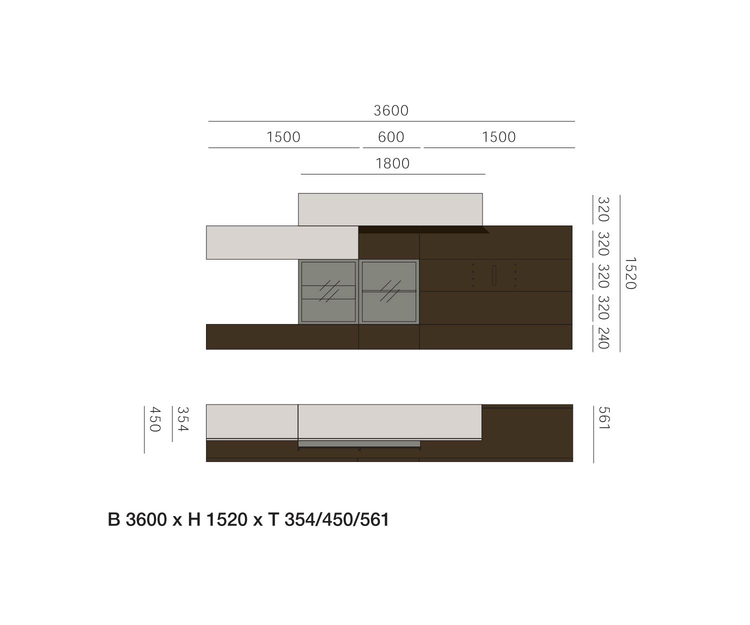 Livitalia Design wandmeubel C35 Afmetingen Schets Maten Livitalia Design wandmeubel C35 Afmetingen Schets Maten