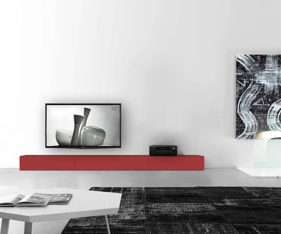 /Design lowboard voet W300 H27 mat rood /Design lowboard voet W300 H27 mat rood