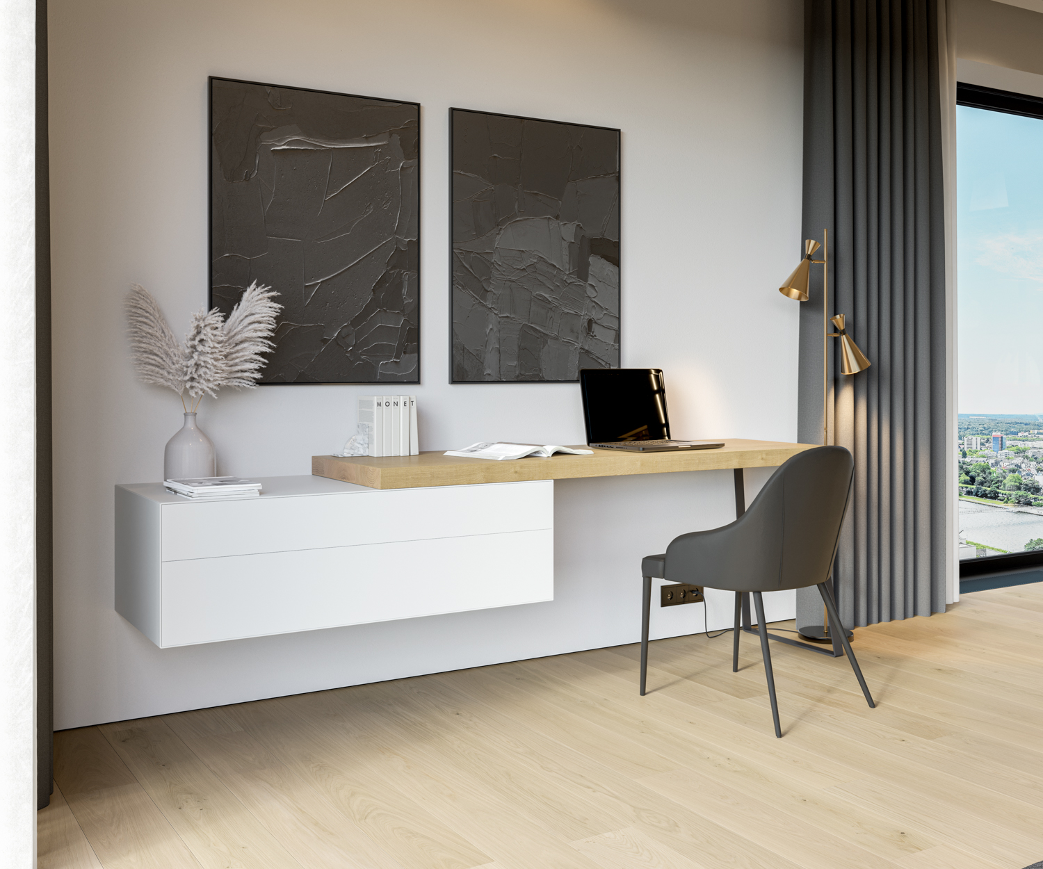 Zwevende ladekast voor wandmontage Zwevende ladekast voor wandmontage