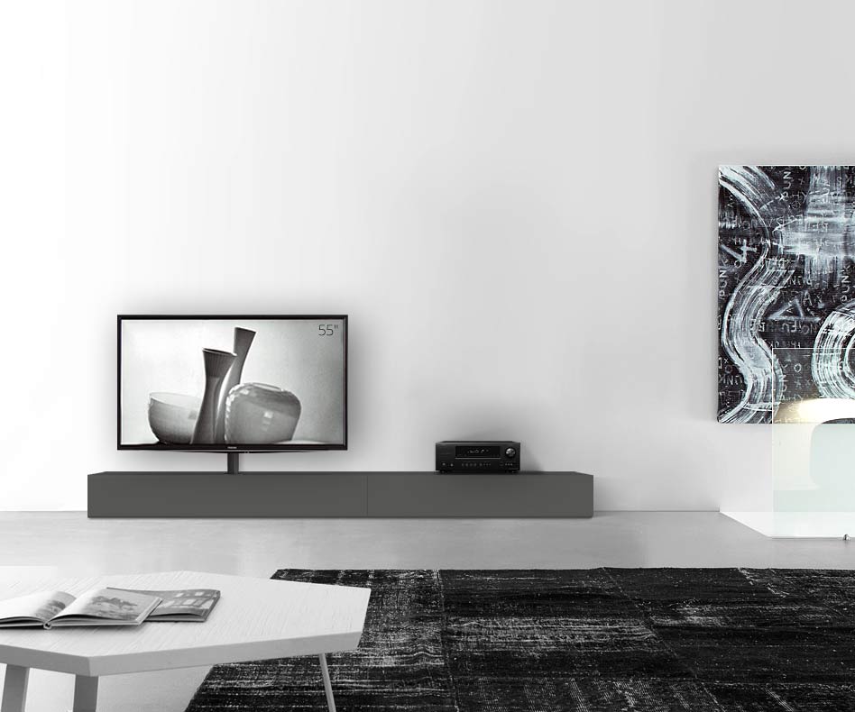 Design lowboard configurator met TV-houder basisbreedte 270 25,5 54,6 links mat donkergrijs Design lowboard configurator met TV-houder basisbreedte 270 25,5 54,6 links mat donkergrijs