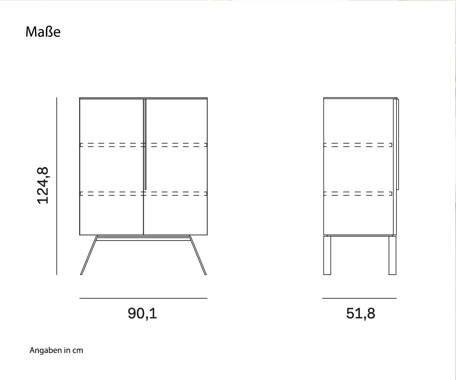 Novamobili Highboard Cleo schets Afmetingen Novamobili Highboard Cleo schets Afmetingen