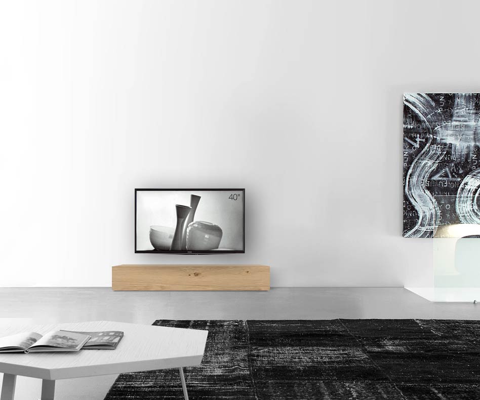Livitalia Wood design lowboard configurator basis 150 cm 24 cm 46 cm licht eiken Livitalia Wood design lowboard configurator basis 150 cm 24 cm 46 cm licht eiken