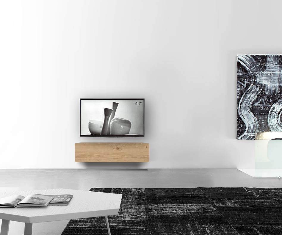 Livitalia Wood design lowboard configurator wand 120 cm 32 cm 46 cm licht eiken Livitalia Wood design lowboard configurator wand 120 cm 32 cm 46 cm licht eiken